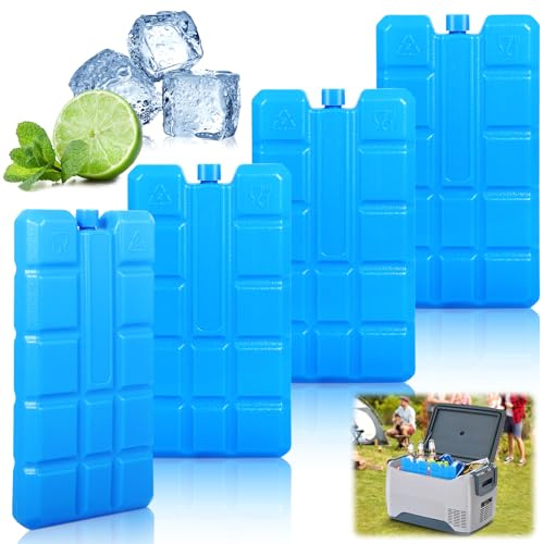 BARAKYEG 4 Piezas Paquete frío extraplano,Placas de Hielo,Hielos para Nevera Portatil,Placas Hielo Nevera portatil de 200g,acumulador de Frio,acumuladores de frio15 x 8 x 2 cm,Azul