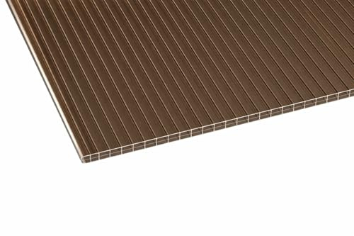 Premium Stegplatte aus Polycarbonat in Bronze – 16 mm Hohlkammerplatte, UV-beständig, Schlagfest & Witterungsbeständig für Terrassenüberdachung, Carport & Gewächshaus (120x200cm)