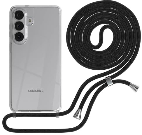 EAZY CASE Handykette kompatibel mit Galaxy S26 Plus Handyhülle mit Umhängeband, Handykordel mit Schutzhülle, Silikonhülle, Hülle mit Band, Stylische Kette für Smartphones, Schwarz