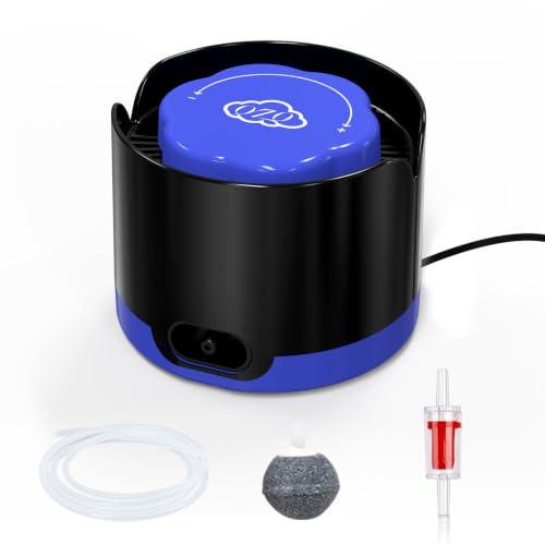 QZQ Aquarium Air Pump, Quiet Fish Tank Air Pump with Single Outlet, Powerful Adjustable Oxygen Pump with Accessories, Aquarium Bubbler Aerator for Fish Tank up to 20 Gallon (2W)