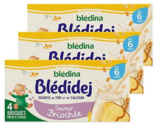 Blédina Blédidej - Céréales bébé Lactées Saveur Briochée - Dès 6 Mois - 12 briques de 250mL