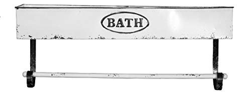 Keyhomestore- Appendino Porta Asciugamano a Muro, Bagno in Metallo Stile Francese Shabby Chic per la Decorazione della casa - Larghezza 54 cm. Idea Regalo