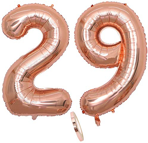 2 Luftballons Zahl 29, Nummer 29 Luftballon Rosegold Mädchen,40 Aufblasbar Helium Folienballon Roségold Ballons Figuren,Riesen Ballon für Geburtstag Party Dekoration, Abschlussball (xxxl 100cm)