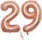 2 Luftballons Zahl 29, Nummer 29 Luftballon Rosegold Mädchen,40 Aufblasbar Helium Folienballon Roségold Ballons Figuren,Riesen Ballon für Geburtstag Party Dekoration, Abschlussball (xxxl 100cm)