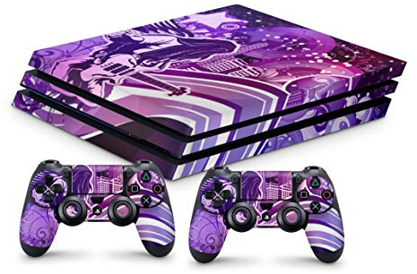 Skins4u Design Aufkleber Skin Schutzfolie passend für Playstation 4 PS4 Pro + 2 Controller Skins Guitar Man