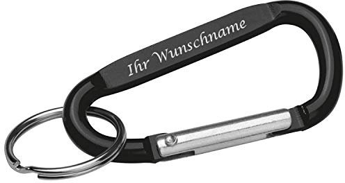 Schlüsselanhänger mit Gravur / mit Karabinerhaken / Farbe: schwarz