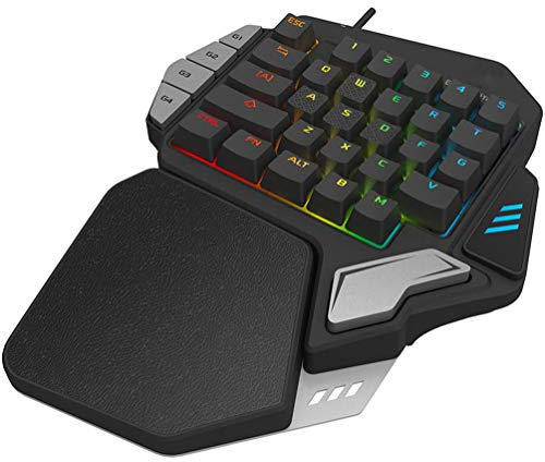 MYYINGELE Portable One Handed Mechanical Gaming Keyboard Rgb Quick Responsive Gaming Keypad with Wrist Rest, Usb Wired Half Keyboard for Lol/pubg for Mac/window/pc Gamer Mini, Black