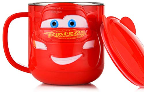 Everyday Delights Lightning McQueen Red Stainless Steel Insulated 3D Cup with Lid, 250ml