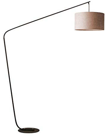 HKLY Classic LED Bogenförmig Standleuchte, Metall Standleuchte with Stoff Lampenschirm, E27 Bett Leselampe, 3 Farbtemperaturen Stehlampe Landhausstil für Wohnzimmer, Schlafzimmer, Büro,Beige