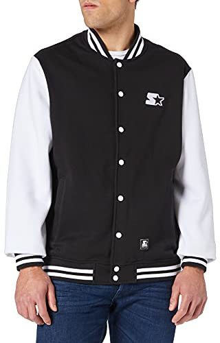 Starter Black Label Giacca Starter College in Pile, Nero/Bianco, XXL Uomo