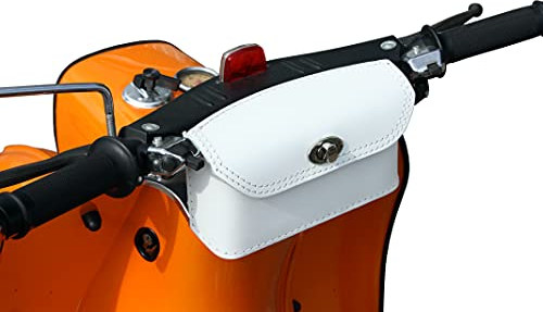 Leder Lenkertasche Tasche Packtasche Weiß passend für Simson Schwalbe KR50 KR51 KR51/1 KR51/2