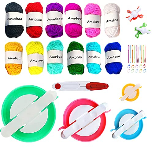 Knewmart Pompom Maker,5 Größen Bommel Maker Groß Set Fluff Kugel Weber DIY Handwerk Pompom Making Kit für Anfänger (39)