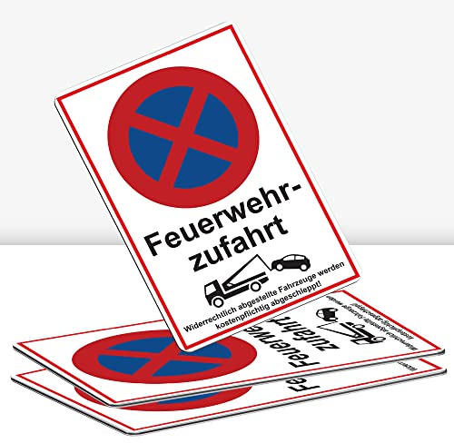 3 Stück XXL Feuerwehrzufahrt freihalten Schild 30 x 40 cm Alu 3mm Alu-Dibond stabile Aluminiumverbundplatte Feuerwehr Einfahrt freihalten mit UV-Schutz von STROBO