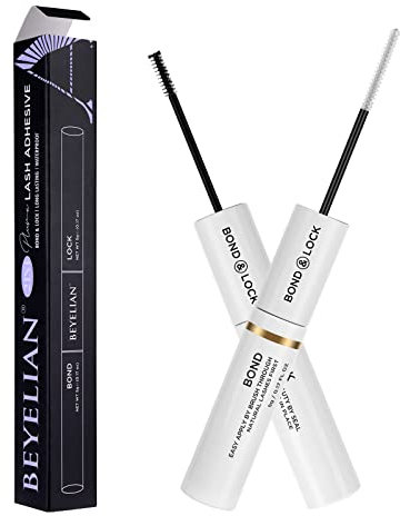 BEYELIAN Cluster Adhesivo Pestañas, Lash Bond and Seal, Cluster Lash Glue for Individual Cluster Lashes Cluster Pestañas Pegamento DIY Eyelash Extensions with Mascara Wand Negro 48h Largo Durabilidad