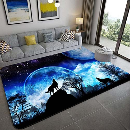 Wolf Fußmatten 3D-Teppich Teppich Teppiche Wohnzimmer Fußmatte Plüsch rutschfeste Stuhlmatte Badezimmer Teppich Bereich Teppich 50x80cm