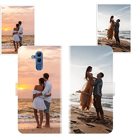 Sunrive Personalisierte hülle kompatibel mit Huawei Mate 20 Lite Handyhülle Benutzerdefiniert,Schutzhülle Lederhülle handykette universal Etui mit Eigenem Foto Bild Text Individuelle