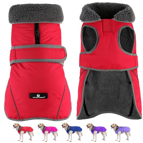 Dogcheer Hundemantel, Weihnachts-Hundejacke, wasserdichter Hunde-Wintermantel für kaltes Wetter, reflektierende Hunde-Winterjacke, Warmer Rollkragen, Hundeschneejacke, Fleecepullover für kleine,