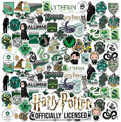 Harry Potter Slytherin Theme Sticker Pack Die Cut Vinyl Large Deluxe Stickers Variety Pack - Laptop, Water Bottle, Scrapbooking, Tablet, Skateboard, Indoor/Outdoor - Set of 100