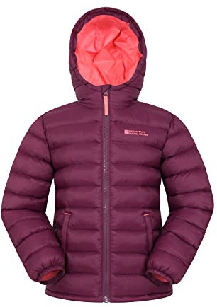 Mountain Warehouse Seasons Steppjacke für Kinder - Ultraleichte, warme, wasserdichte Steppjacke. Jungen & Mädchen Winterjacke mit Kapuze & Reißverschluss Beere Kinder 128 DE (7-8 Jahre)
