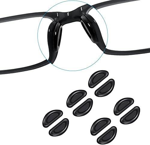 Adhesive Eye Glasses Nose Pads, D Shape Anti-Slip Adhesive Stick on Nose Pads,Soft Silicone for Glasses, Eyeglasses and Sunglasses, 2mm,Black,5 Pairs