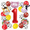 Bauernhof Tier Ballon für 1. Geburtstag Party Dekorationen Kuh Luftballons Kuh Druck Barnyard Ballon Supplies mit großer Zahl 1 Folienballon (Rot 1. Geburtstag)