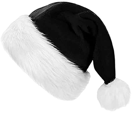 Hochwertige Weihnachtshut, Neujahr Samt verdickt Weihnachtshut, Weihnachtsmann Kappe, Unisex Weihnachtshut Urlaub, Weihnachtshut für Weihnachtsfeier Bühne Cosplay (Schwarz - Größe für Erwachsene)