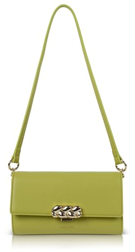 INYATI LEENI - Schultertasche Damen Handtasche | 100% VEGAN | Schwarz, limeade und mehr Farben | Crossbody-Bag für Arbeit Uni Ausgehen Freizeit Dinner Hochzeit Shoppen limeade