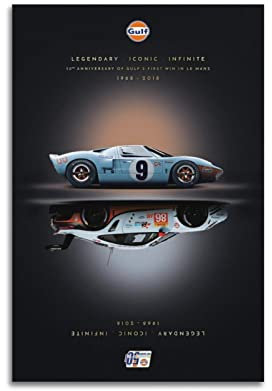 Supercar Poster für Ford GT40 Rennauto, dekoratives Gemälde, Leinwand, Wand- und Kunstbild, Familien-Schlafzimmer, Dekoration, 30 x 45 cm
