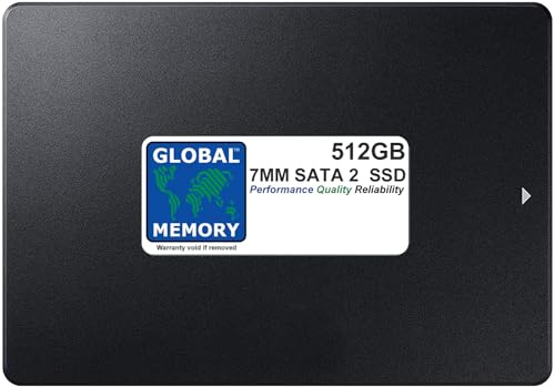 GLOBAL MEMORY 512GB 7MM 2.5 SATA 2 SOLID STATE DRIVE (SSD) FOR MAC MINI/MAC MINI SERVER (2006-2007 - 2009-2010)