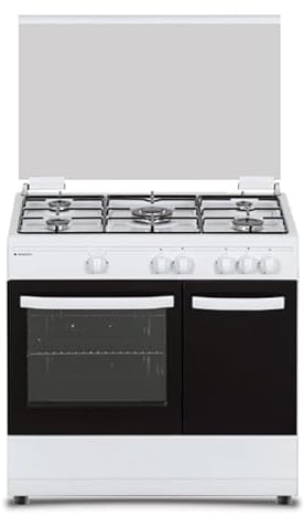 Aspes Cocina Gas Butano 5 Zonas de Cocción, Horno 62 L, Blanco AKGW5900PB. Control Manual, Quemador WOK triple llama, 2 Programas de Cocción, Compartimento Bombona, Tapa Abatible