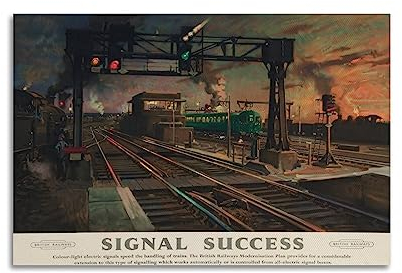 NOHF Signalsuccess, Vintage-Poster, Eisenbahn-Poster, Wandkunstdruck, Retro-Ästhetik, Raumdekoration, 30 x 45 cm, ungerahmt