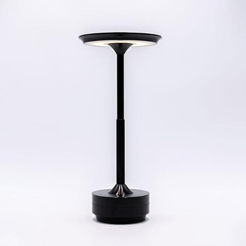 TAP Light Retro Tischlampe Schwarz Dimmbar bis zu 12h Laufzeit I Aluminium Vintage Lampe mit modernem Design I 28cm I Elegante Nachttischlampe egal für Wohnzimmer, Esszimmer & Schlafzimmer