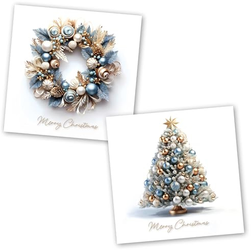 Charity Christmas Cards Pack of 10. Each Christmas Card Pack Contains 2 Wreath & Tree Designs. Ecofriendly and UK Made. Verse Inside. 150x150mm Card Size.