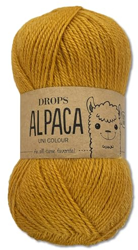 Frida's Wollhaus Drops 50 g Alpaca Alpaka Wolle Garn Häkeln Stricken weich 51 Farben (uni colour 2923 | Senfgelb)