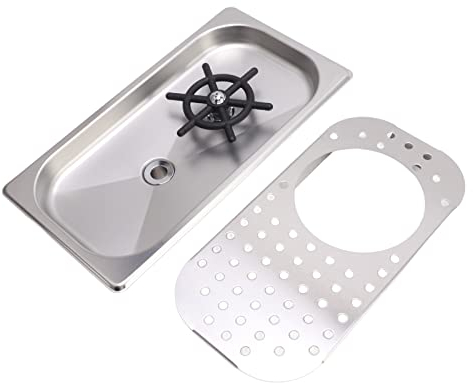 Pitcher Rinser, acero inoxidable 304 ahorro de agua, enjuague de ángulo múltiple incorporado, lavadora de vasos de vidrio, fácil de instalar con bandeja de goteo para barra (color de acero inoxidable