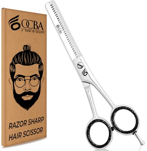 Friseurschere - OCBA Professionelles 6' Haarschneideschere & Haarschere - Haarschere Perfektes Design für Friseure & Salons - Haarschneideschere für Männer und Frauen (6 Zoll Silberausdünnung)