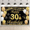 G2PLUS 30. Geburtstag Dekoration Banner, Schwarz Gold, für Mann und Frau Geburtstagsfeier Deko (185 x 115cm)