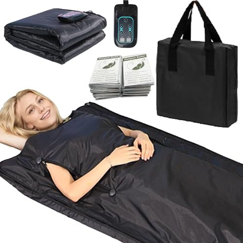HTWELL Ferninfrarot Saunadecke zur Entgiftung, tragbare Sauna für die Entspannung zu Hause, 6 Schichten, verdickte Konstruktion, 35-70 °C, 20-60 Minuten Timer, 1,8 m x 7,6 m