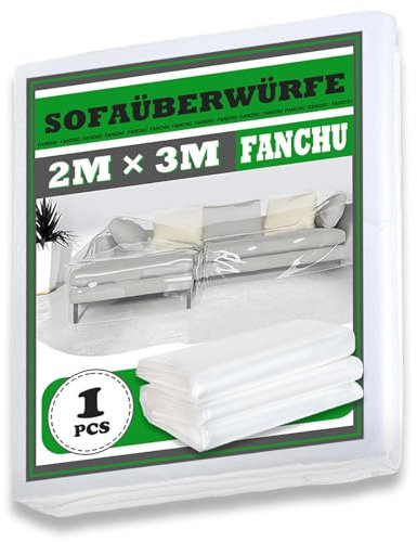 Fanchu Sofabezug Abdeckung, Transparent Sofa-Staubschutz, Kunststoff Sofa Staubschutzhülle Wasserfeste Sofabezug, 2x3m