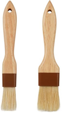 Lot de 2 pinceaux à pâtisserie pour la pâtisserie, pinceau à badigeonner pour la cuisson et la cuisine, brosse de cuisson en poils naturels pour huile et sauce, pinceaux à pâtisserie avec manche en