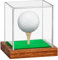 Hooqict Golfball-Vitrine aus transparentem Acryl, mit Holzsockel und Graspolster, Ballhalter, Ständer, Displaywürfel, einzelne Golf-Sammelbox