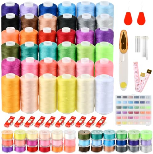 BUYGOO Nähmaschinengarn Set, 700 Yard 36 Farben NäHgarn Set, Nähgarn Sortiment Set, Nähgarn Set für Nähmaschine mit Spulen, Garn Set Nähmaschine, Nähgarn Set Nähgarn für Nähmaschine, für Overlock
