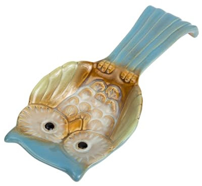 Cabilock Soporte para Utensilios de Cocina con Forma de Búho Cuchara de Cerámica para Limpiar Ollas Soporte para Palas Estante de Almacenamiento para El Hogar