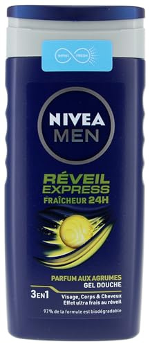 Nivea Men Wecker Express Duschgel, Frische, 24 Stunden, 3-in-1, Gesicht, Körper und Haar, 250 ml