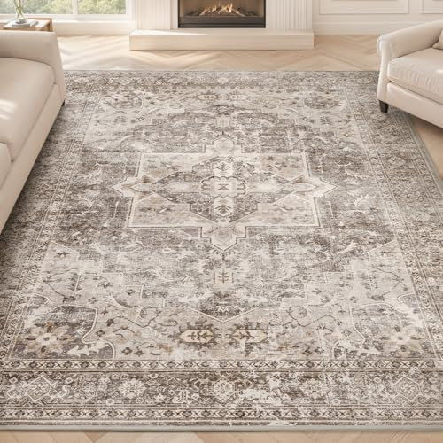 SIXHOME Braun 240 * 300cm Flächenteppiche für das Wohnzimmer Waschbare Teppiche für das Schlafzimmer Vintage Teppiche Wohnzimmerteppiche Traditioneller Schlafzimmerteppich Teppich für das Esszimmer