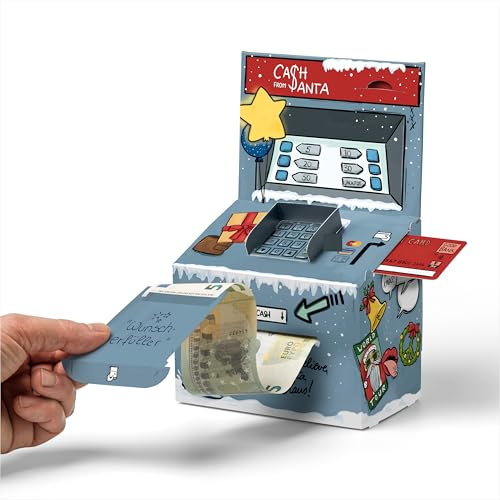 SURPRISA Geld-O-Mat Xmas Geldgeschenk Verpackung – Kreativer DIY Geldautomat, Originelle Geschenkidee für Weihnachten & besondere Anlässe – Inklusive Personalisierbarem Design