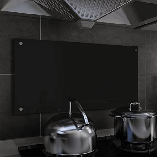 Iiaky Protección Salpicaduras Cocina Vidrio Templado Negro 80x40 cm Antisalpicaduras Cocina Salpicadero Cocina