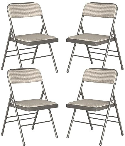 PIPIPOXER Konferenzstuhl klappbar,4er Set Essstühle Klappstühle Klappstühle aus kuschelig Stoff und Stahlrahmen,Stabiler Klappstuhl Furniture mit für Gäste im Freien Grau 45x48x78cm