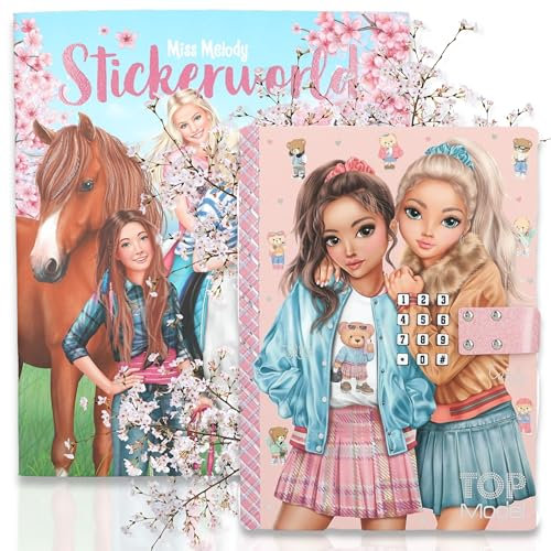 Depesche Miss Melody Stickerworld + TOPModel Geheimcode Tagebuch mit Sound TEAM TEDDY- Erlebe kreative Stickerabenteuer und sichere deine Geheimnisse im stylischen TEAM TEDDY Tagebuch