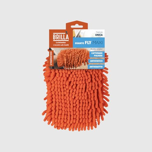 La Briantina Fly Maxi Mikrofaser-Handschuh 2 in 1 – Staubfängerseite und Glatte Polierseite – beidhändig, Einheitsgröße mit Manschette – für Haus und Auto